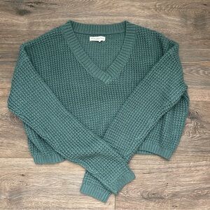 Aeropostale Green V-Neck Sweater Cozy Knit